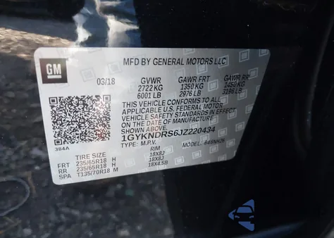 2018 Cadillac Xt5 Luxury из США, поврежденный, VIN 1GYKNDRS6JZ220434